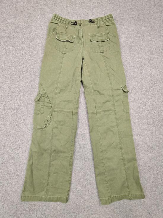 Brandy Melville Pants - Brandy Melville Cargo Pants Womens One Size Green Twill Adjustable Waist Utility